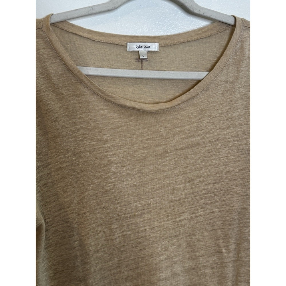 Tyler Boe Linen Top L Khaki Lagenlook Coastal Chic Boho Resort Minimalist - Picture 14 of 14